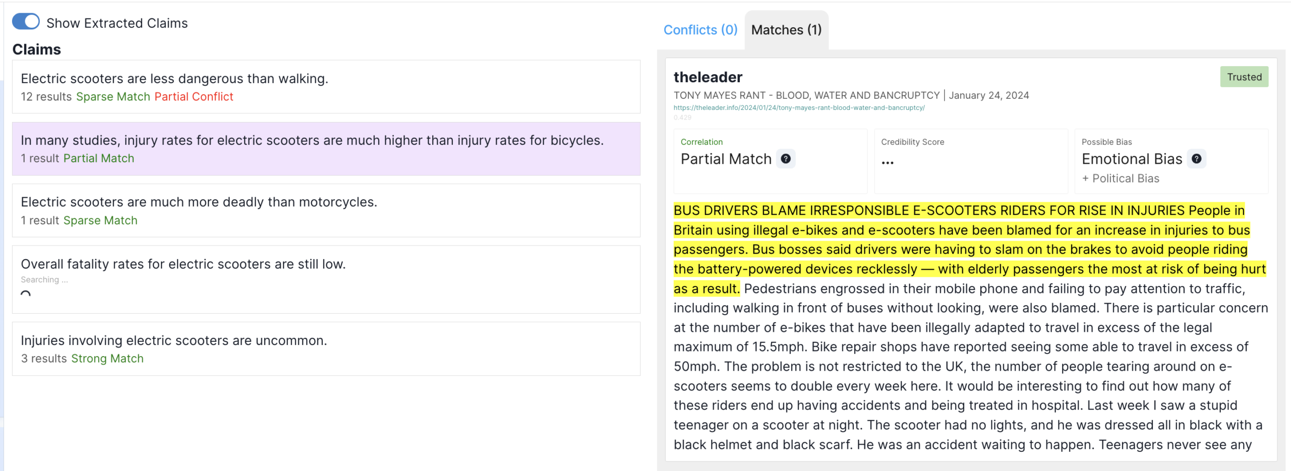 LLM inacuracy Detection